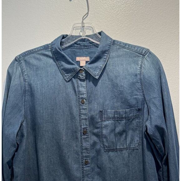 J Jill Size Petite Small PS Indigo Button Down Shirt Country Western One Pocket - Picture 4 of 6
